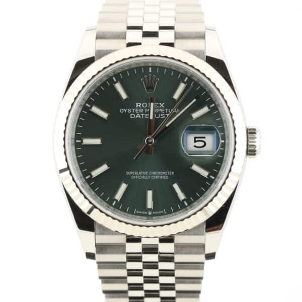 rolex datejust 36 126200 jubilee mint green