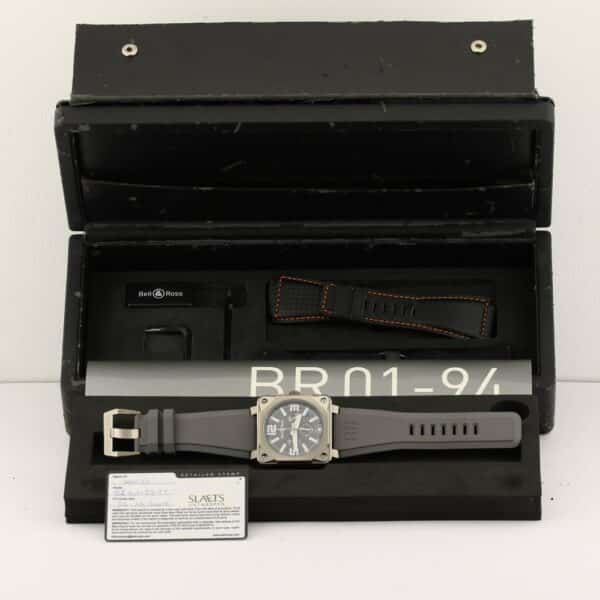 bell & ross br 01 94 chronographe 01 94 tt titanium pro fullset 3 bracelets